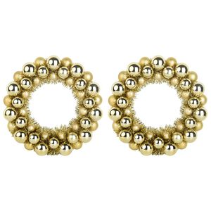 vidaXL Couronnes de Boules de No&euml;l 2 pc Dor&eacute; 33 x 33 x 7 cm