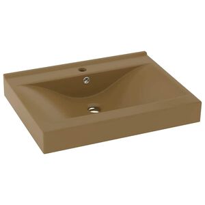 vidaXL Lavabo avec trou de robinet Cr&egrave;me mat 60x46 cm C&eacute;ramique