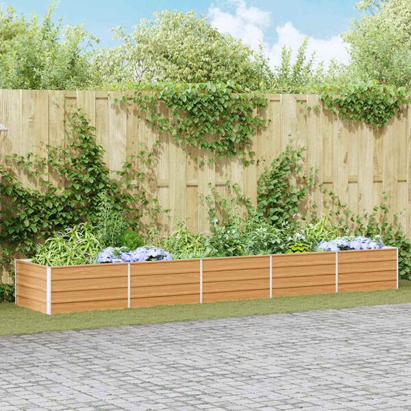 vidaXL Jardini&egrave;re sur&eacute;lev&eacute;e Marron Clair 400 x 80 x 45 cm