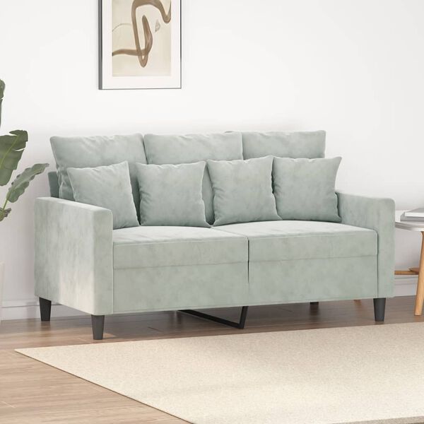 vidaXL Canap&eacute; &agrave; 2 places Gris clair 120 cm Velours