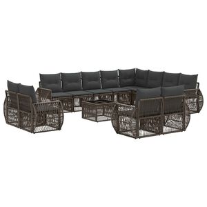 vidaXL Ensemble de canap&eacute; de jardin 13 pc Gris et Gris fonc&eacute; polyrotin