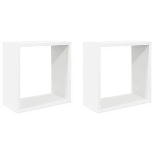 vidaXL &Eacute;tag&egrave;res cube murales 2 pcs Blanc 30x15x30 cm
