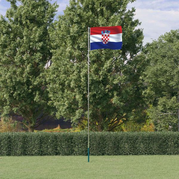 vidaXL Drapeau de la Croatie et m&acirc;t 5,5 m Aluminium