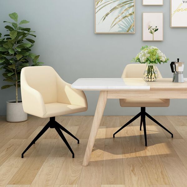 vidaXL Chaises &agrave; manger lot de 2 Cr&egrave;me Velours