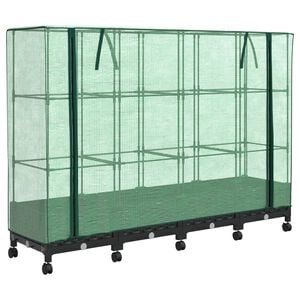 vidaXL Jardini&egrave;re de jardin avec couverture de serre et roues 4 pc PP