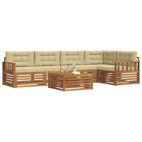 vidaXL Ensemble de canap&eacute;s d'ext&eacute;rieur 6 pcs Naturel et Beige
