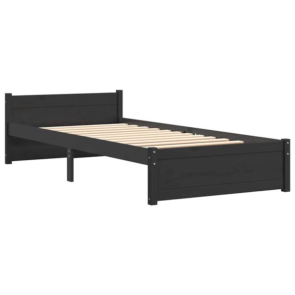vidaXL Cadre de lit sans matelas noir bois massif 75x190 cm