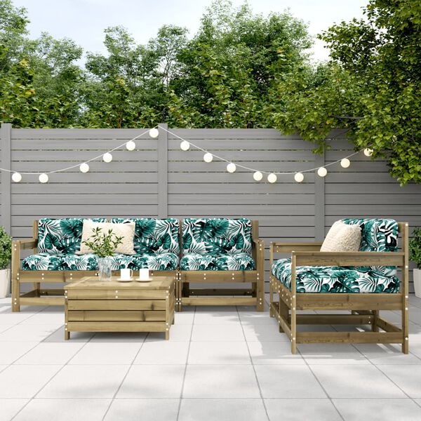 vidaXL Salon de jardin 6 pcs bois de pin impr&eacute;gn&eacute;