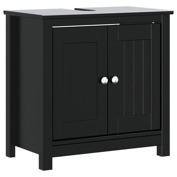 vidaXL Meubles de salle de bain 2 pcs BERG noir bois de pin massif
