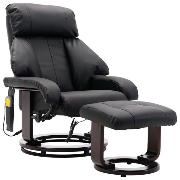 vidaXL Fauteuil de massage TV inclinable noir similicuir