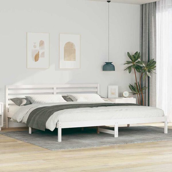 vidaXL Cadre de lit avec t&ecirc;te de lit Blanc 200 x 210 cm Pin massif