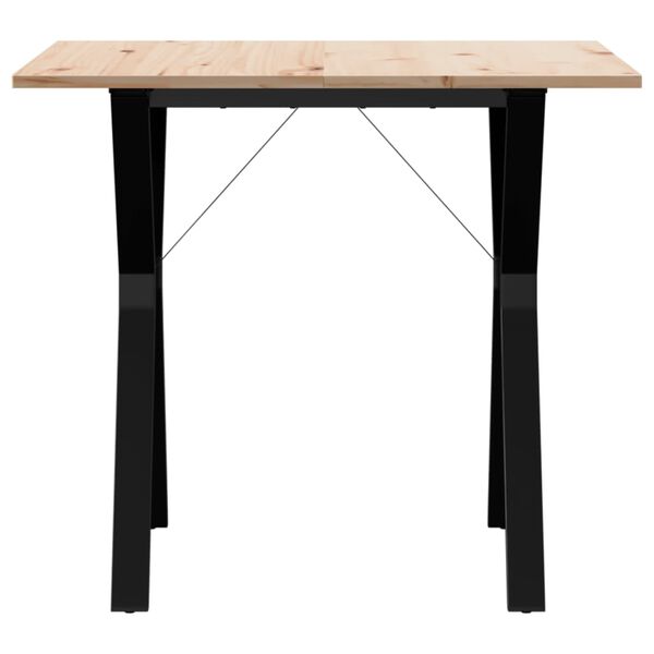 vidaXL Table &agrave; manger cadre en Y 90x90x75 cm bois de pin massif acier