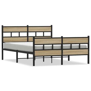 vidaXL Cadre de lit en m&eacute;tal sans matelas ch&ecirc;ne sonoma 140x190 cm