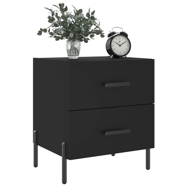 vidaXL Tables de chevet 2 pcs noir 40x35x47,5 cm bois d&rsquo;ing&eacute;nierie