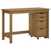 vidaXL Ensemble bureau et cabinet roulant MOSS 2 pc Brun Miel