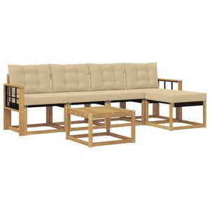 vidaXL Ensemble de canap&eacute;s d'ext&eacute;rieur 6 pc Blanc et Beige