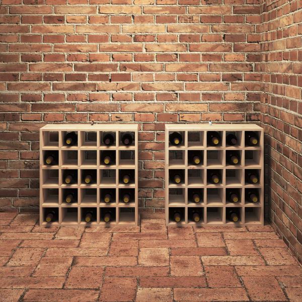 vidaXL &Eacute;tag&egrave;re &agrave; vin 2 pcs Naturel 56 x 25 x 56 cm Pin massif