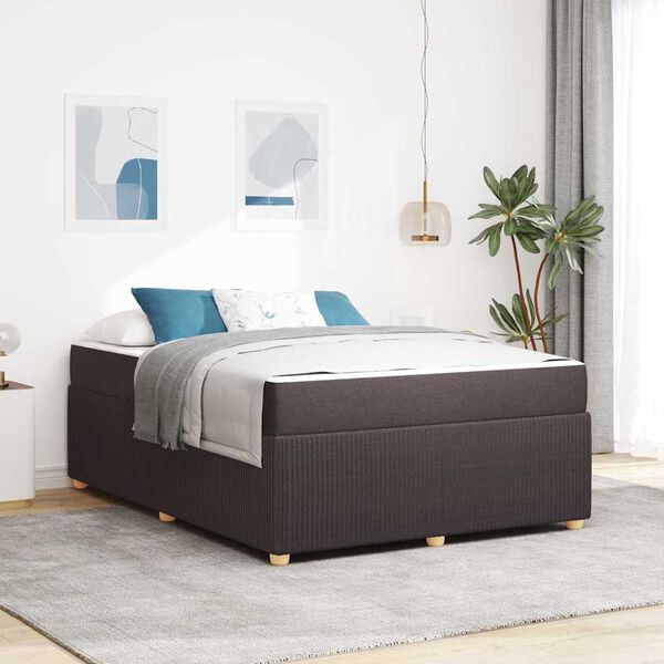 vidaXL Cadre de lit avec matelas Marron fonc&eacute; 140 x 200 cm tissu