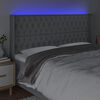 vidaXL T&ecirc;te de lit &agrave; LED Gris clair 203x16x118/128 cm Tissu