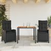 vidaXL Ensemble &agrave; manger de jardin avec coussins 3 pcs Noir
