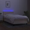 vidaXL Sommier &agrave; lattes de lit avec matelas LED Cr&egrave;me 100x200 cm Tissu