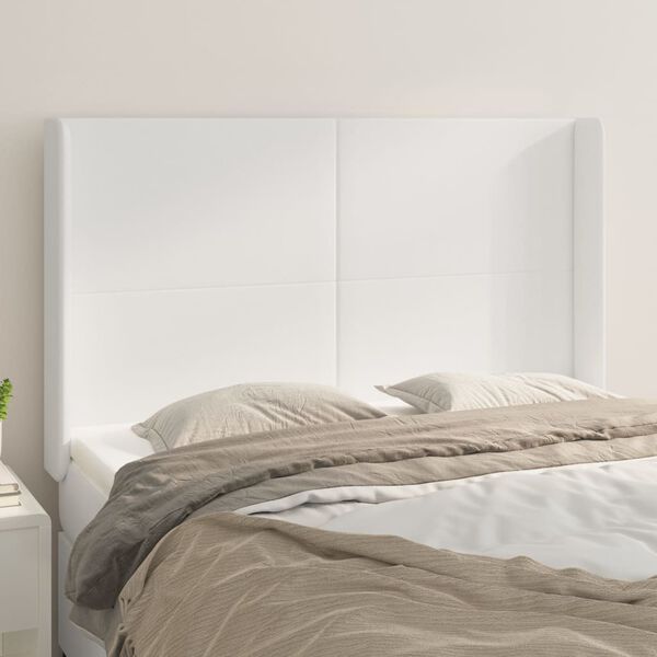 vidaXL T&ecirc;te de lit avec oreilles Blanc 147x16x118/128 cm Similicuir