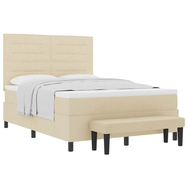 vidaXL Lit &agrave; ressorts avec matelas Cr&egrave;me 140 x 200 cm tissu