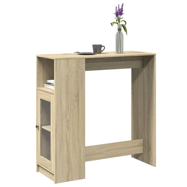 vidaXL Table de bar avec étagères chêne sonoma bois d'ingénierie