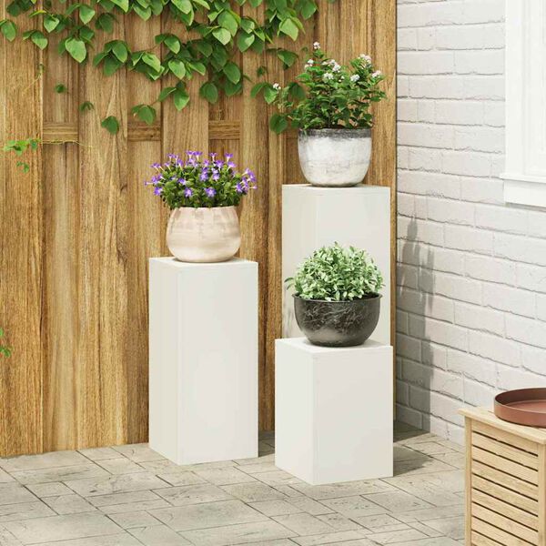 vidaXL Support de Plante 3 pcs Blanc Acier