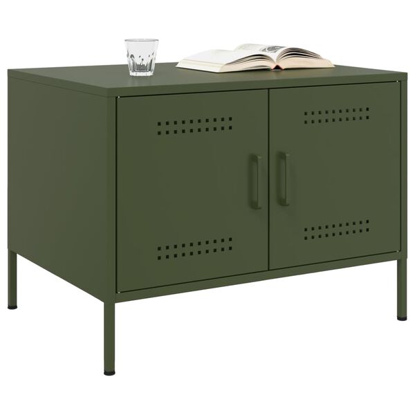 vidaXL Table basse vert olive 68x50x50,5 cm acier