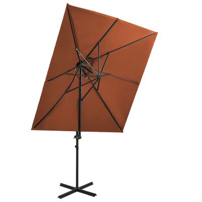 vidaXL Parasol déporté à double toit Terre cuite 250x250 cm