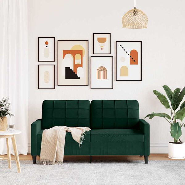 vidaXL Canap&eacute; &agrave; 2 places Vert fonc&eacute; 140 cm Velours