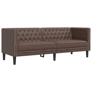 vidaXL Canap&eacute; &agrave; 3 places Chesterfield marron similicuir