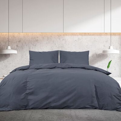 vidaXL Ensemble de housse de couette Anthracite 135x200 cm Microfibre