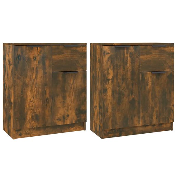 vidaXL Buffets 2 pcs Ch&ecirc;ne fum&eacute; 60x30x70 cm Bois d'ing&eacute;nierie