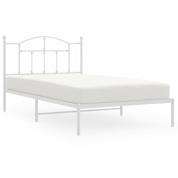 vidaXL Cadre de lit m&eacute;tal sans matelas et t&ecirc;te de lit blanc 107x203 cm