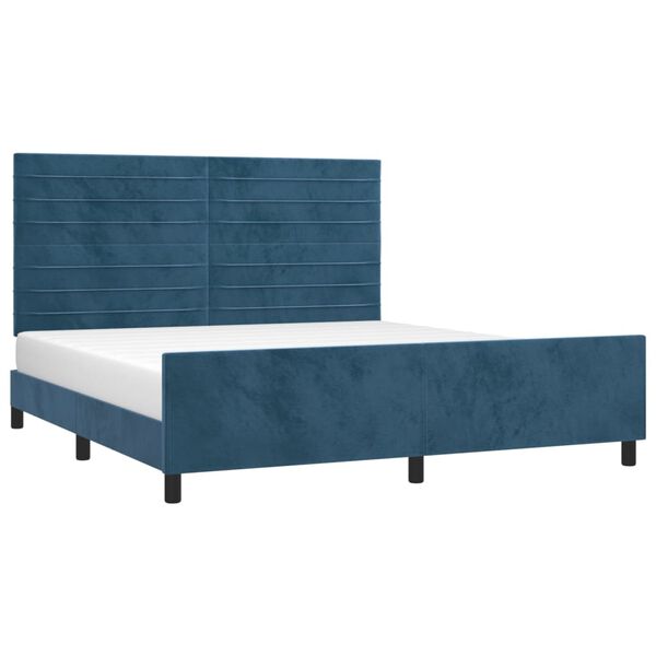 vidaXL Cadre de lit sans matelas bleu fonc&eacute; velours