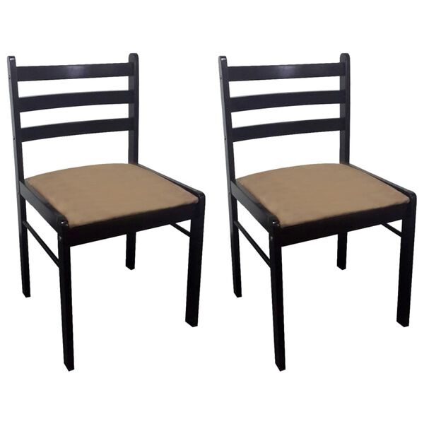 vidaXL Chaises à manger lot de 2 marron hévéa solide et velours