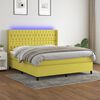 vidaXL Sommier &agrave; lattes de lit matelas et LED Vert 180x200 cm Tissu