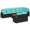vidaXL Ensemble de canap&eacute; de jardin 9 pc Noir et turquoise polyrotin