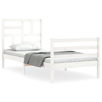 vidaXL Cadre de lit sans matelas blanc 90x200 cm bois massif