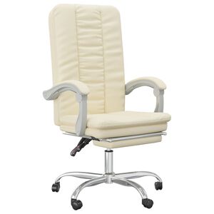 vidaXL Fauteuil inclinable de bureau Cr&egrave;me Similicuir