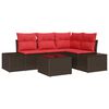 vidaXL Ensemble de canap&eacute; de jardin 5 pc Marron polyrotin