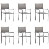 vidaXL Chaise &agrave; d&icirc;ner de jardin empilable lot de 6 gris r&eacute;sine tress&eacute;e