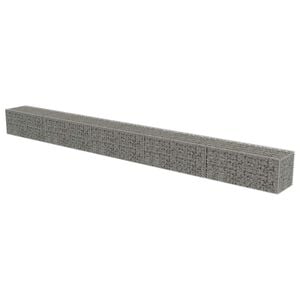 vidaXL Mur &agrave; gabion avec couvercles Acier galvanis&eacute; 600 x 50 x 50 cm