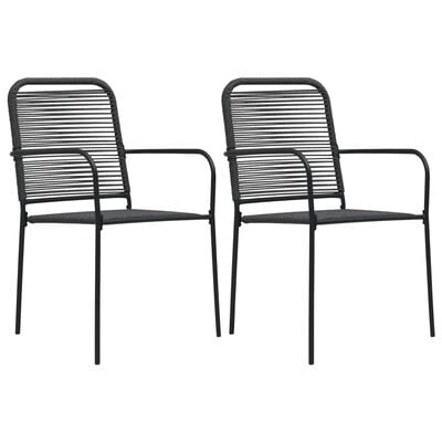 vidaXL Chaises de jardin lot de 2 Corde en coton et acier Noir