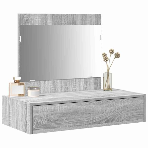 vidaXL Table de Toilette Gris 83 x 40 x 70 cm Bois d'ing&eacute;nierie
