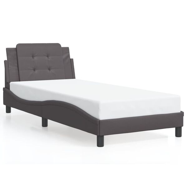 vidaXL Cadre de lit avec LED sans matelas Zadar gris 90x200 cm