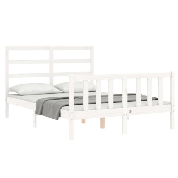 vidaXL Cadre de lit sans matelas blanc 140x190 cm bois de pin massif