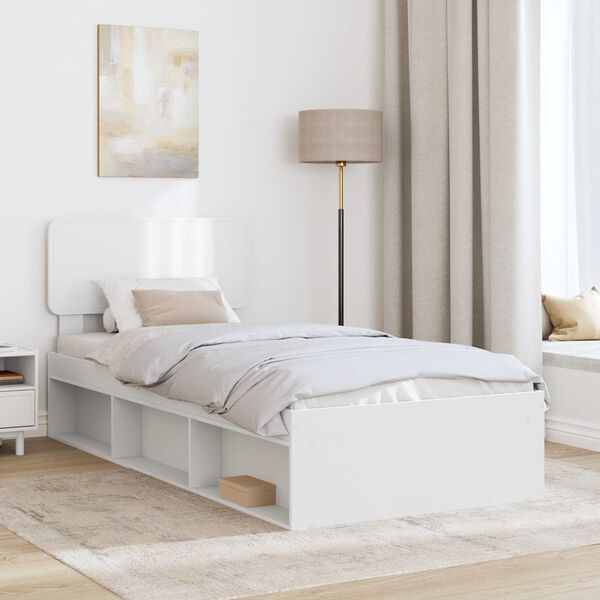 vidaXL Cadre de lit avec t&ecirc;te de lit Blanc 90 x 200 cm Pin massif